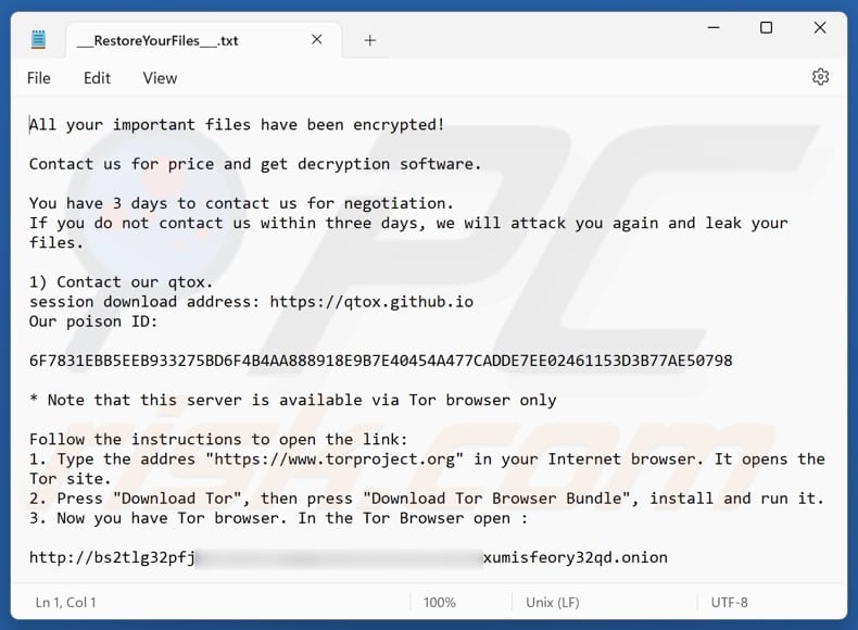 Reynolds ransomware text file (___RestoreYourFiles___.txt)