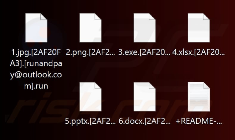 Files encrypted by Run ransomware (.run extension)