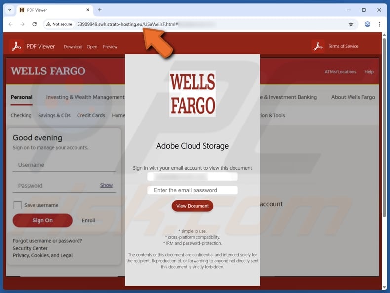 Wells Fargo - Transfer Request Email Scam fake page
