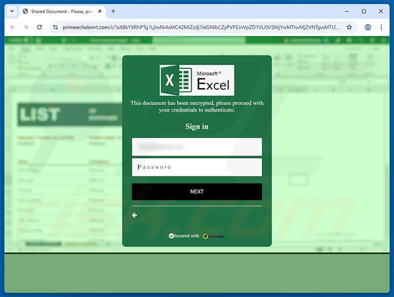 Phishing site promoted via Secured Message email scam (2026-02-12)