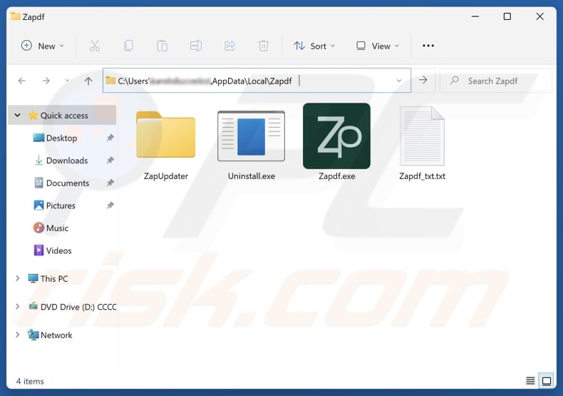 Zap PDF Unwanted Application installation folder