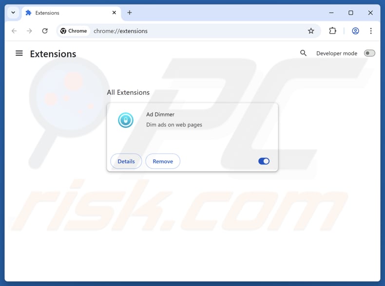Removing Ad Dimmer ads from Google Chrome step 2