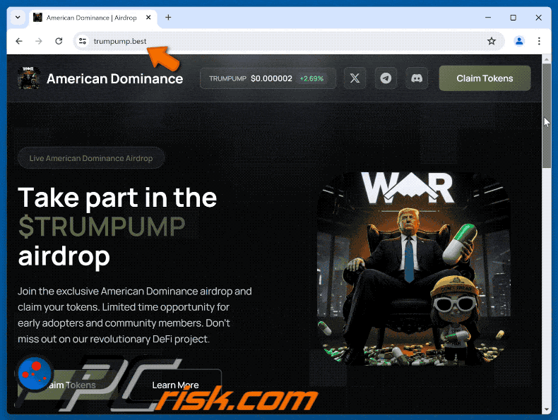 Appearance of American Dominance ($TRUMPUMP) Airdrop scam