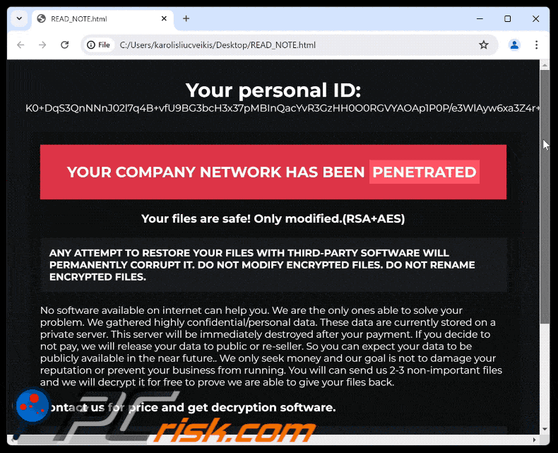 Bear ransomware ransom note (READ_NOTE.html)
