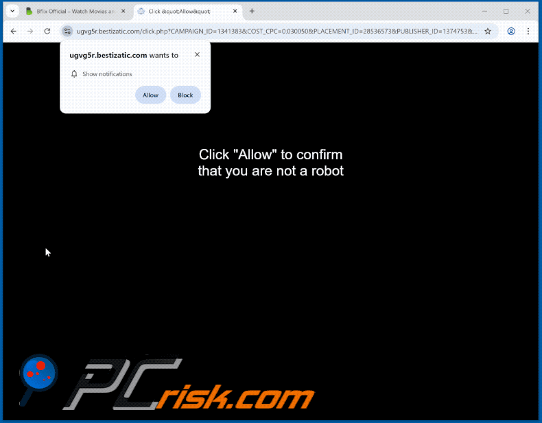 bestizatic[.]com website appearance (GIF)
