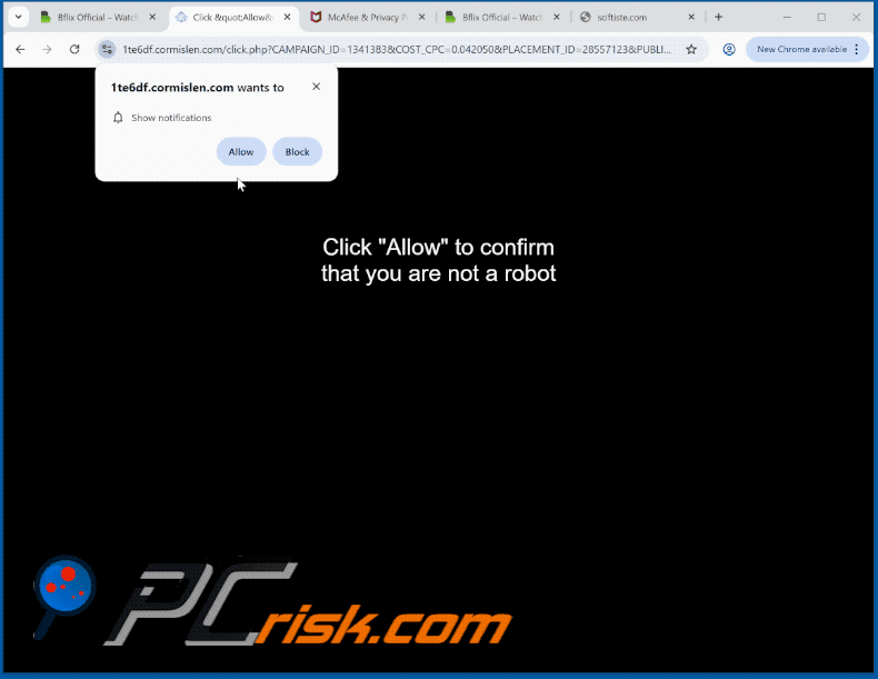 cormislen[.]com website appearance (GIF)