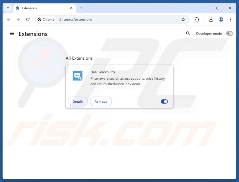 Removing dealsearcherpro.com related Google Chrome extensions