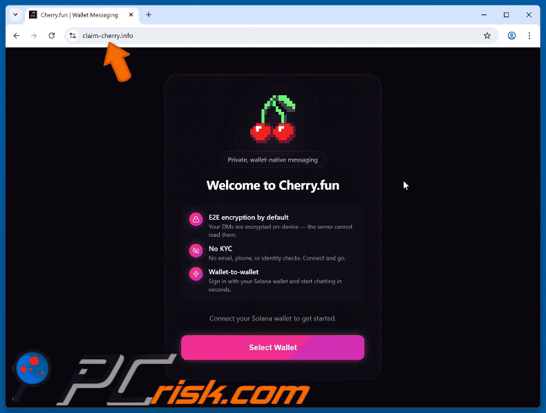 Appearance of Fake Cherry.fun website scam