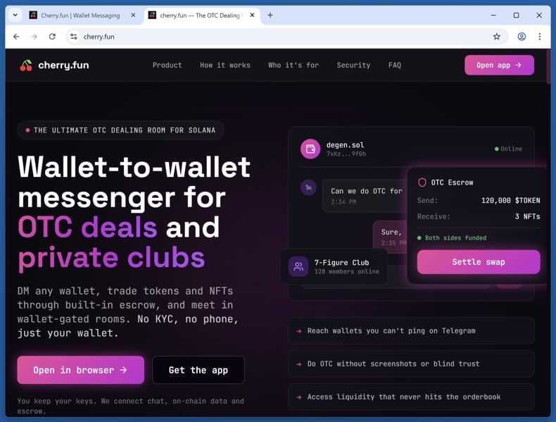 Fake cherry.fun website scam real website cherry.fun