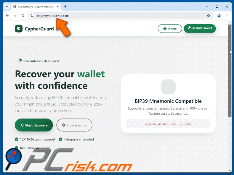 Appearance of Fake CypherGuard Cryptowallet Recovery Tool scam