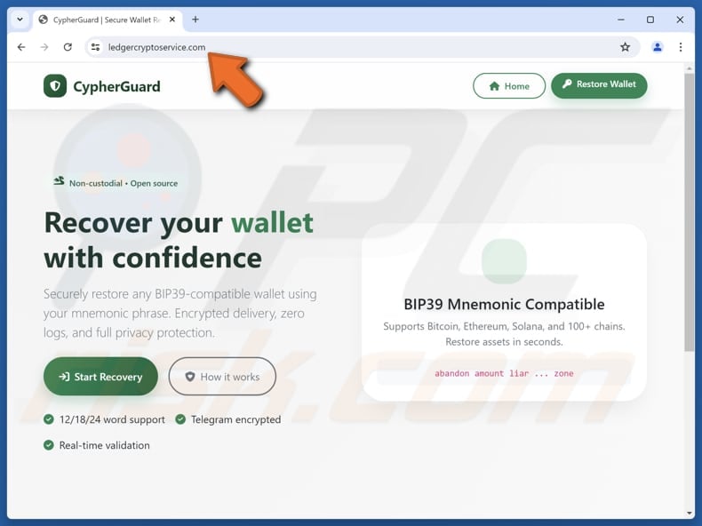 Fake CypherGuard Cryptowallet Recovery Tool scam