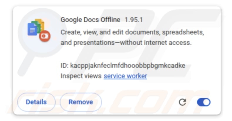 Fake Google Docs Offline extension