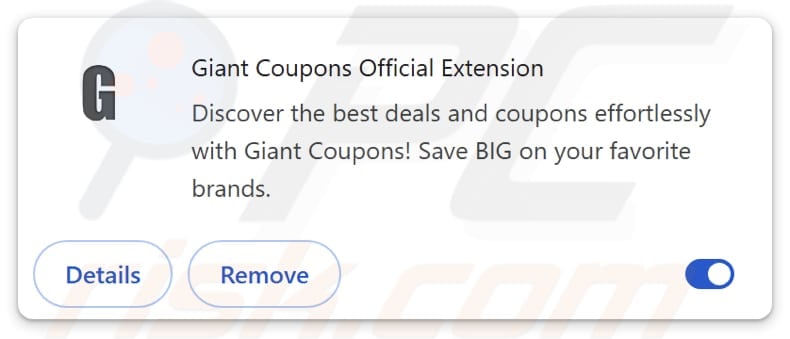 Giant Coupons Official Extension adware