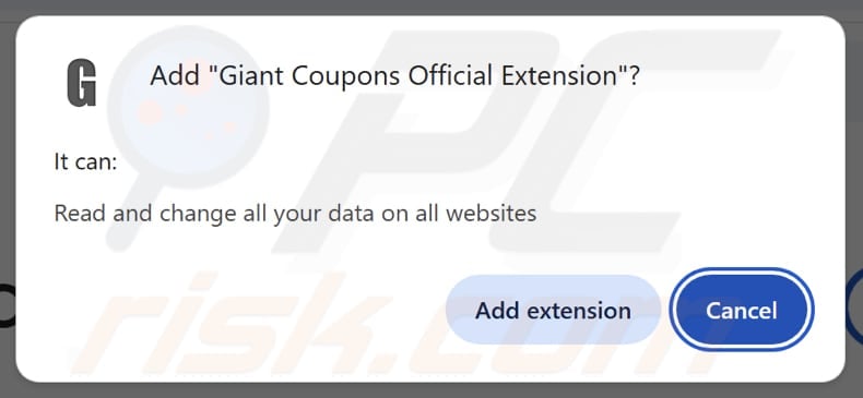 Giant Coupons Official Extension adware permissions