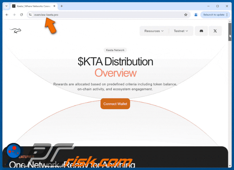 Appearance of Keeta ($KTA) Distribution scam scam