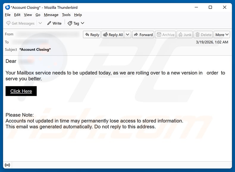 New Version For Your Mailbox email scam (2026-03-20)