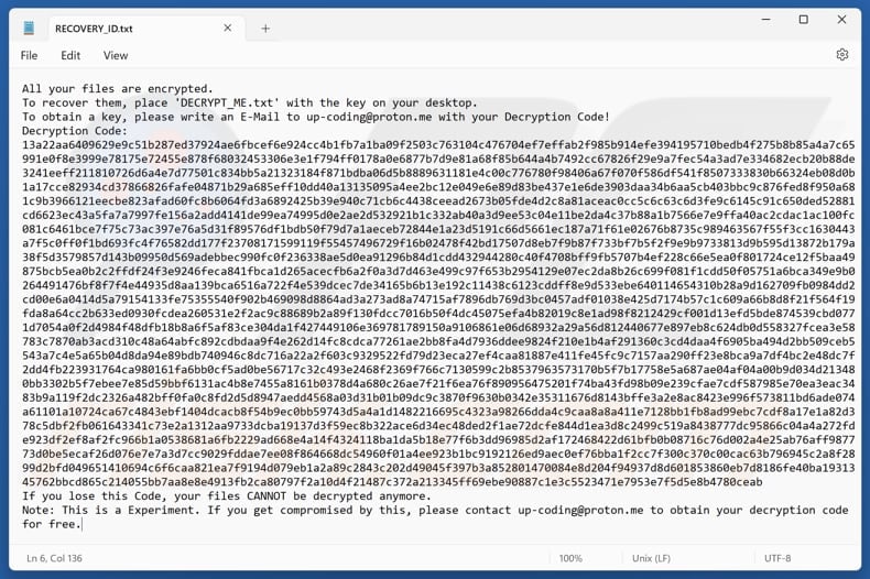 PCLocked ransomware text file (RECOVERY_ID.txt)