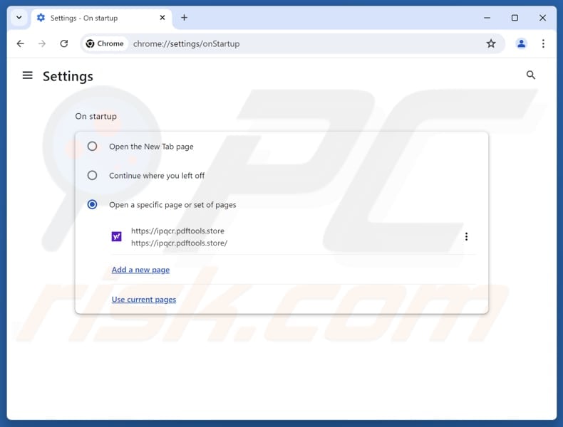 Removing pdftools.store from Google Chrome homepage