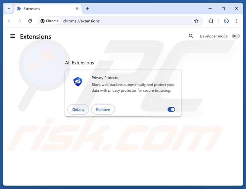 Removing Privacy Protector ads from Google Chrome step 2