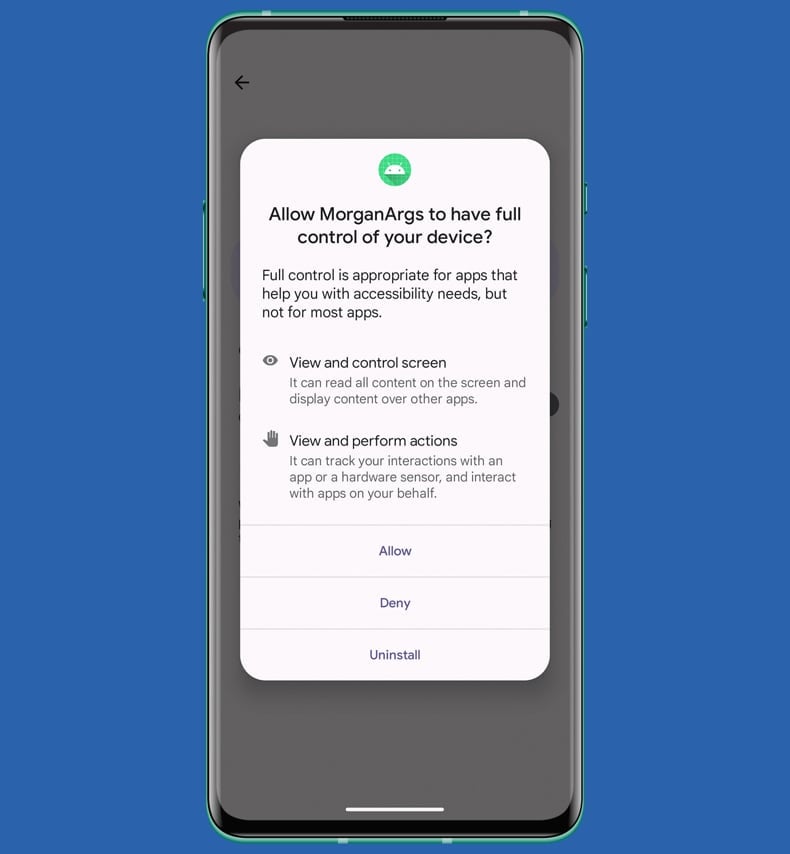 PromptSpy Malware equests to allow accessibility services source welivesecurity.com