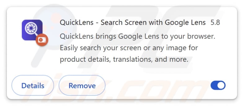 QuickLens - Search Screen with Google Lens malicious application