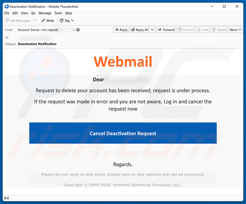 Request To Delete Your Email scam (2026-03-27)