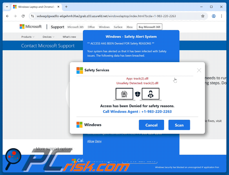 Appearance of Safety Services scam