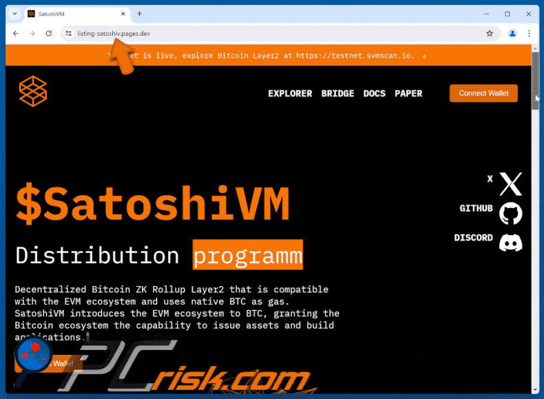 Appearance of SatoshiVM Distribution Program scam