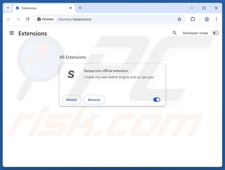 Removing search.serpey.com related Google Chrome extensions