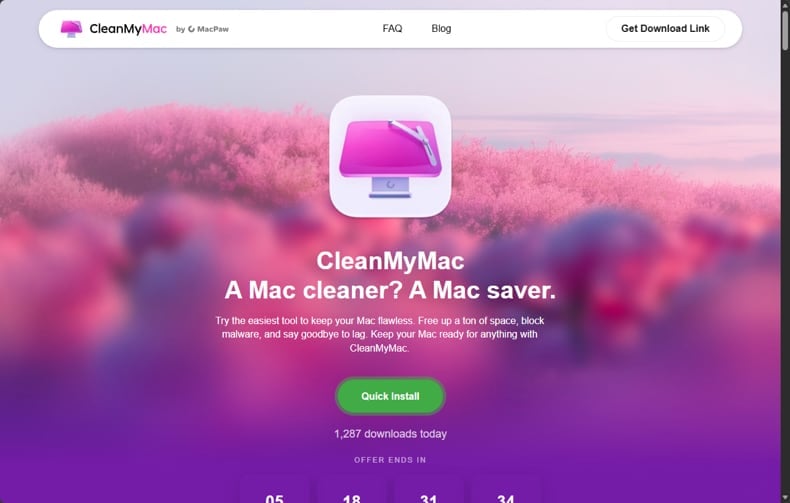 SHub Stealer fake Cleanmymac website cleanmymacos.org (source: malwarebytes.com)