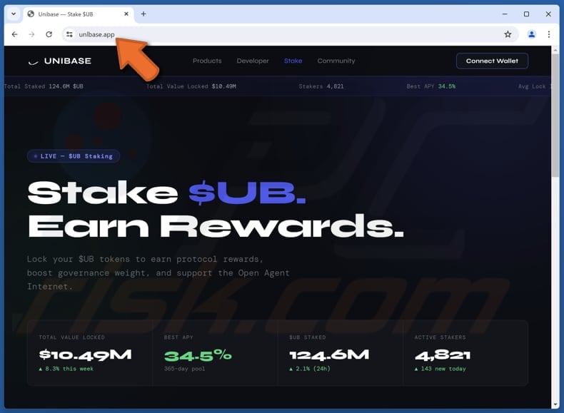 Unibase ($UB) Staking scam