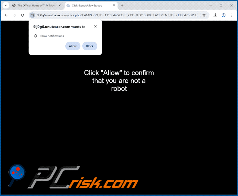 unutcacer[.]com website appearance (GIF)