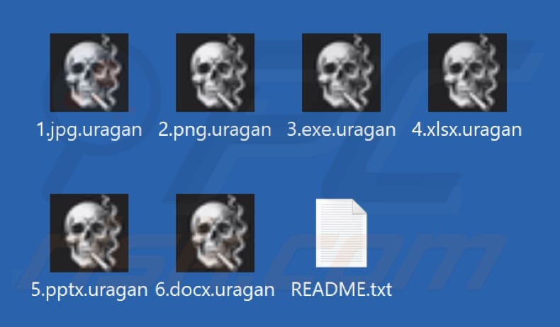 Files encrypted by Uragan ransomware (.uragan extension)