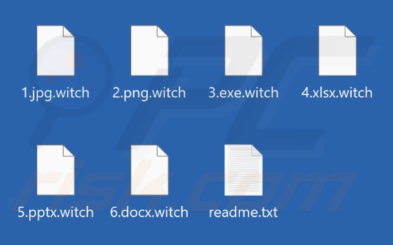 Files encrypted by Witch ransomware (.witch extension)