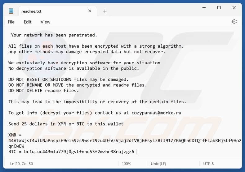 Witch ransomware text file (readme.txt)