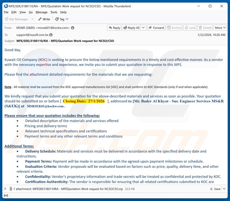 XWorm RAT new malspam campaign