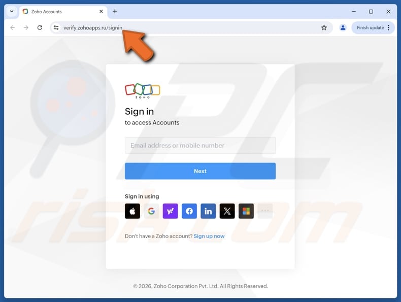 Zoho - File Shared With You Email Scam fake website