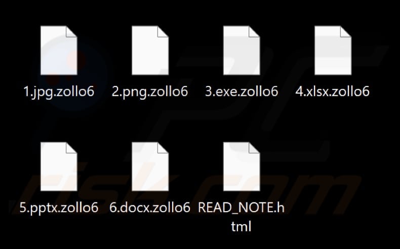 Files encrypted by Zollo ransomware (.zollo6 extension)
