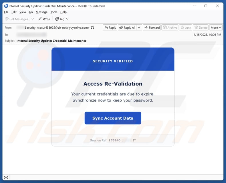 Access Re-Validation email spam campaign
