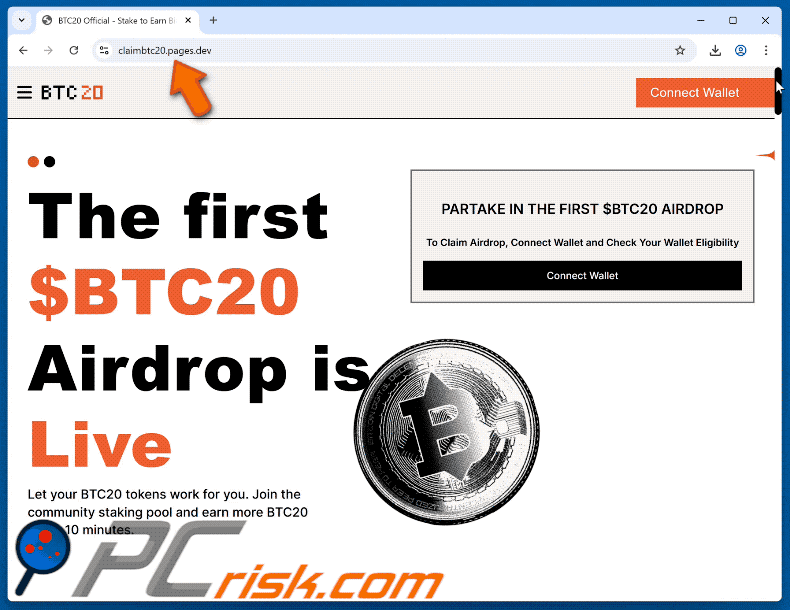 Appearance of Bitcoin 20 ($BTC20) Airdrop scam