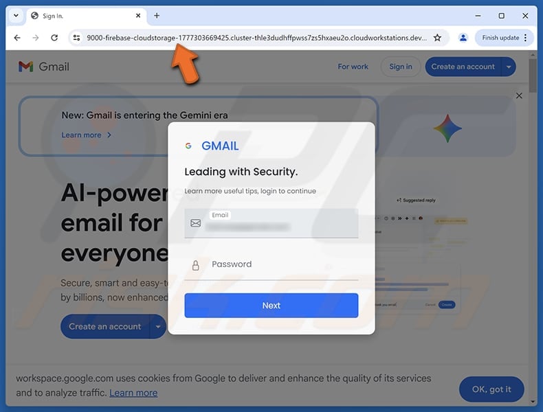 Cloud Services - Payment Declined Email Scam fake page