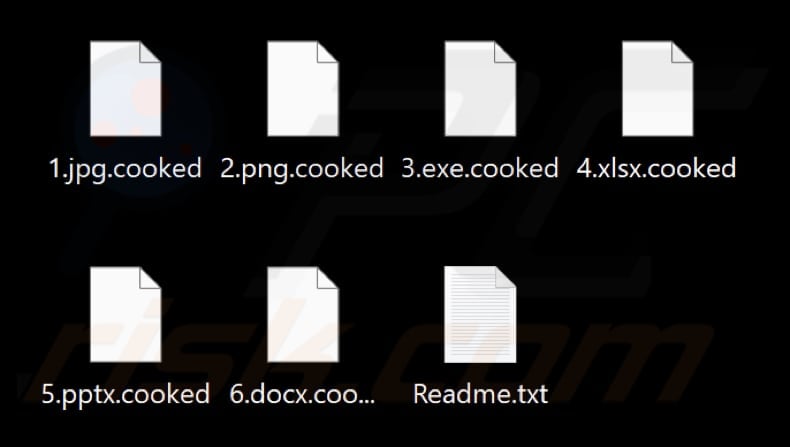Files encrypted by Cooked ransomware (.cooked extension)