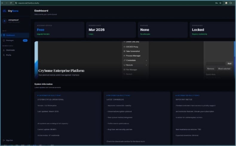 CrySome RAT admin panel (source cyfirma.com)