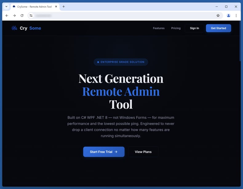 CrySome RAT promotion site