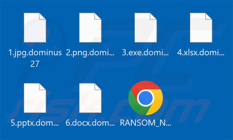 Files encrypted by Dominus ransomware (.dominus27 extension)