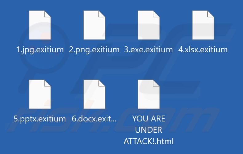 Files encrypted by Exitium ransomware (.exitium extension)