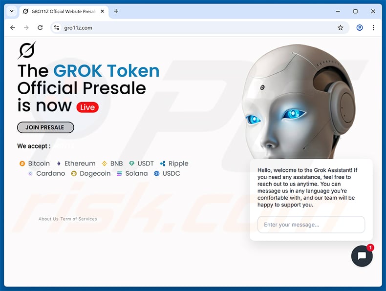 $GROK Presale scam website (gro11z[.]com)