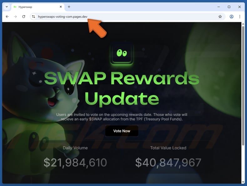 Hyperswap Voting Rewards scam