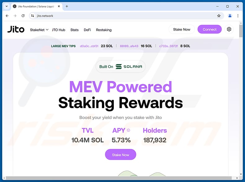 Jito Staked SOL ($JITOSOL) real website (jito.network)