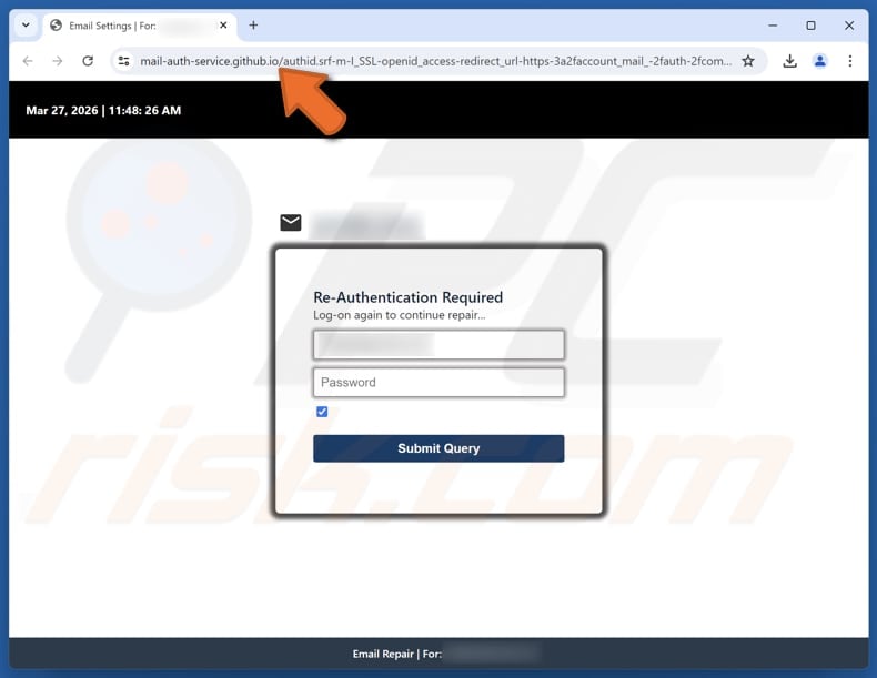 Mail Queue Manager Email Scam fake site